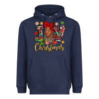 Navy christmas joy black woman Heavyweight Hoodie - MaliasSmallBusiness