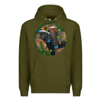 Army Green Black Angus Bull with Christmas Lights Premium Hoodie - RanaPortraitStore