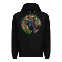 Black Black Angus Bull with Christmas Lights Premium Hoodie - RanaPortraitStore