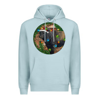 Blue Mist Black Angus Bull with Christmas Lights Premium Hoodie - RanaPortraitStore