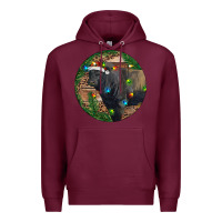 Burgundy Black Angus Bull with Christmas Lights Premium Hoodie - RanaPortraitStore