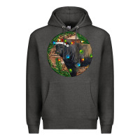 Charcoal Heather Black Angus Bull with Christmas Lights Premium Hoodie - RanaPortraitStore