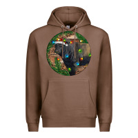 Chestnut Black Angus Bull with Christmas Lights Premium Hoodie - RanaPortraitStore