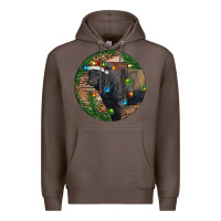 Coffee Black Angus Bull with Christmas Lights Premium Hoodie - RanaPortraitStore