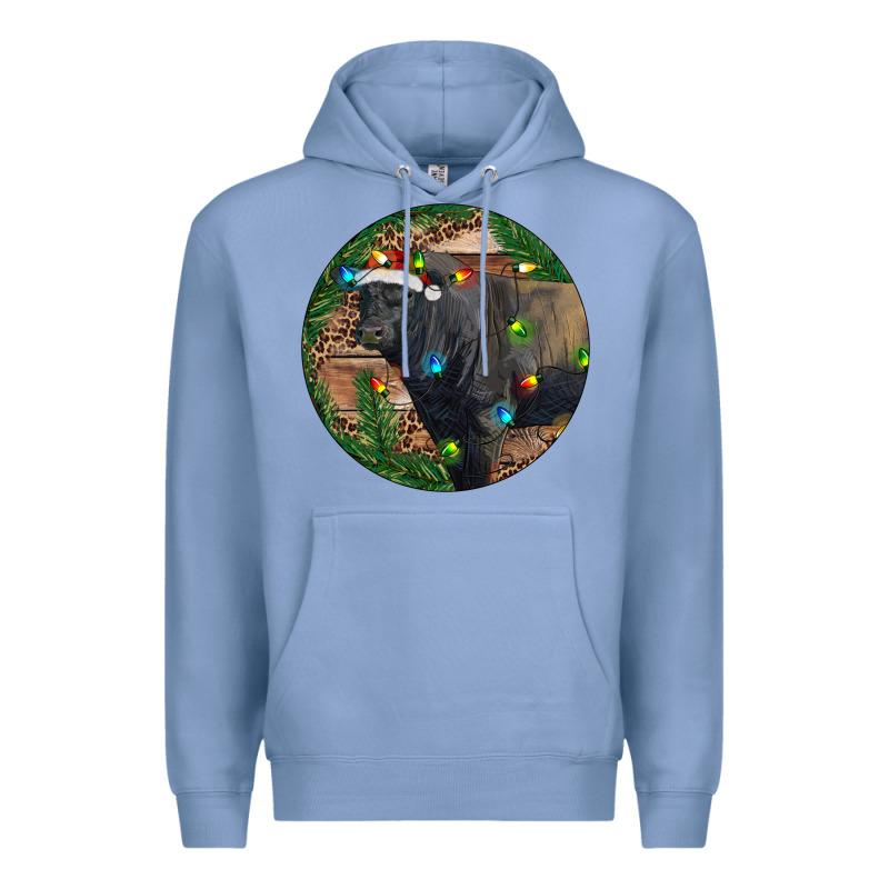 Black Angus Bull With Christmas Lights Premium Hoodie by RanaPortraitStore | Teevron
