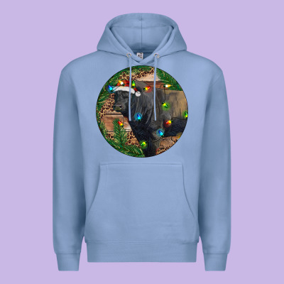 Black Angus Bull With Christmas Lights Premium Hoodie Designed By Ranaportraitstore