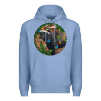 Colony Blue Black Angus Bull with Christmas Lights Premium Hoodie - RanaPortraitStore