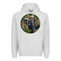 Dove Grey Black Angus Bull with Christmas Lights Premium Hoodie - RanaPortraitStore