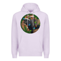 Lilac Black Angus Bull with Christmas Lights Premium Hoodie - RanaPortraitStore