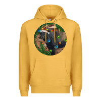 Mustard Black Angus Bull with Christmas Lights Premium Hoodie - RanaPortraitStore