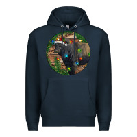 Navy Black Angus Bull with Christmas Lights Premium Hoodie - RanaPortraitStore
