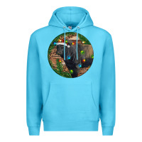 Ocean Blue Black Angus Bull with Christmas Lights Premium Hoodie - RanaPortraitStore