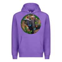 Purple Black Angus Bull with Christmas Lights Premium Hoodie - RanaPortraitStore
