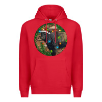 Red Black Angus Bull with Christmas Lights Premium Hoodie - RanaPortraitStore