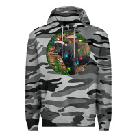 Slate Camo Black Angus Bull with Christmas Lights Premium Hoodie - RanaPortraitStore
