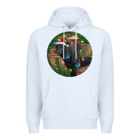 White Black Angus Bull with Christmas Lights Premium Hoodie - RanaPortraitStore