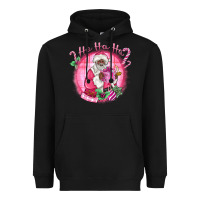 Black ho ho ho pink black santa christmas Heavyweight Hoodie - MaliasSmallBusiness