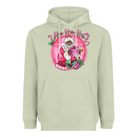 Matcha ho ho ho pink black santa christmas Heavyweight Hoodie - MaliasSmallBusiness