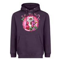 Ho Ho Ho Pink Black Santa Christmas Heavyweight Hoodie | Teevron