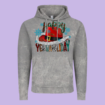 Happy Yeehawliday Vintage Hoodie Designed By Cowhidedigitalart