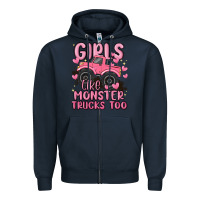 Navy girls like monster trucks too Zipper Hoodie - MaliasSmallBusiness