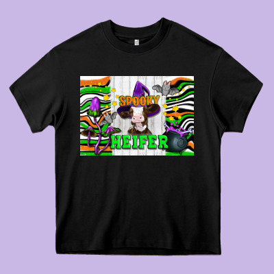 Spooky Heifer Heavy Core Tee Designed By Artiststas