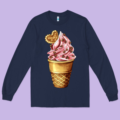 Ice Cream Fast Food Long Sleeve Tee Designed By Adodesignshop