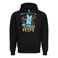 Black skateboard bunny Zipper Hoodie - MaliasSmallBusiness