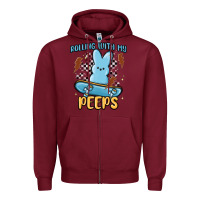 Burgundy skateboard bunny Zipper Hoodie - MaliasSmallBusiness