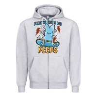 Heather Grey skateboard bunny Zipper Hoodie - MaliasSmallBusiness
