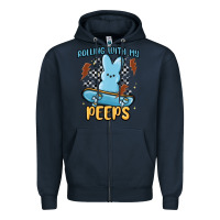 Navy skateboard bunny Zipper Hoodie - MaliasSmallBusiness