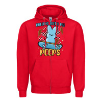 Red skateboard bunny Zipper Hoodie - MaliasSmallBusiness