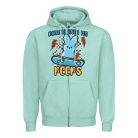 Seafoam skateboard bunny Zipper Hoodie - MaliasSmallBusiness