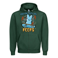 Sports Green skateboard bunny Zipper Hoodie - MaliasSmallBusiness