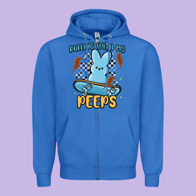 Skateboard Bunny Zipper Hoodie Designed By Maliassmallbusiness