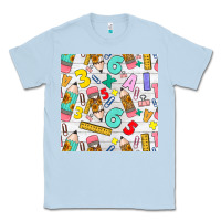 Dusty Blue back to school seamless pattern Classic Tee - BundleAndBundleShop