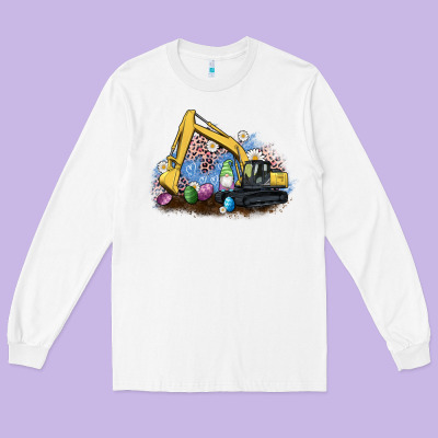 Easter Excavator Gnome Egg Leopard Long Sleeve Tee Designed By Artiststas