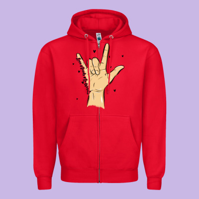 Love Needs No Words Zipper Hoodie Designed By Maliassmallbusiness