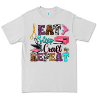 Dove Grey eat sleep craft repeat Premium Tee - RanaPortraitStore