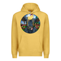 Antique Gold Black Angus Cattle with Santa Chick Christmas Premium Hoodie - RanaPortraitStore