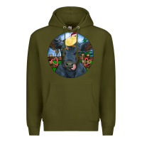 Army Green Black Angus Cattle with Santa Chick Christmas Premium Hoodie - RanaPortraitStore