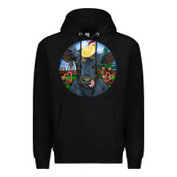 Black Black Angus Cattle with Santa Chick Christmas Premium Hoodie - RanaPortraitStore