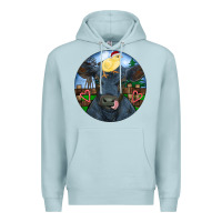 Blue Mist Black Angus Cattle with Santa Chick Christmas Premium Hoodie - RanaPortraitStore