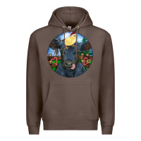 Coffee Black Angus Cattle with Santa Chick Christmas Premium Hoodie - RanaPortraitStore