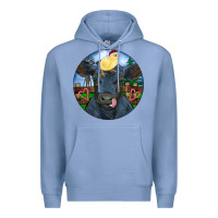 Colony Blue Black Angus Cattle with Santa Chick Christmas Premium Hoodie - RanaPortraitStore
