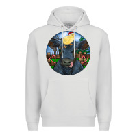Dove Grey Black Angus Cattle with Santa Chick Christmas Premium Hoodie - RanaPortraitStore