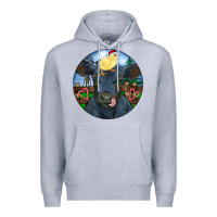 Heather Grey Black Angus Cattle with Santa Chick Christmas Premium Hoodie - RanaPortraitStore