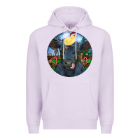 Lilac Black Angus Cattle with Santa Chick Christmas Premium Hoodie - RanaPortraitStore