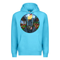 Ocean Blue Black Angus Cattle with Santa Chick Christmas Premium Hoodie - RanaPortraitStore