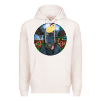 Pale Pink Black Angus Cattle with Santa Chick Christmas Premium Hoodie - RanaPortraitStore